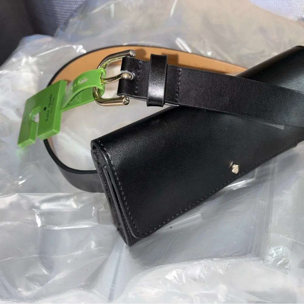🔥NEW🔥 Kate Spade New York Black Leather Gold Logo Belt Bag Size L/XL NWT - Picture 10 of 12